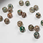 Бусина Дзи "Три глаза" из агата, 10мм, бежево-зеленый