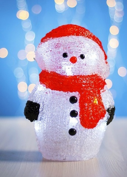 Фигура акрил. "Снеговик на батарейках" 12х16х20 см,(АА*3 шт.не в компл.), 15 LED