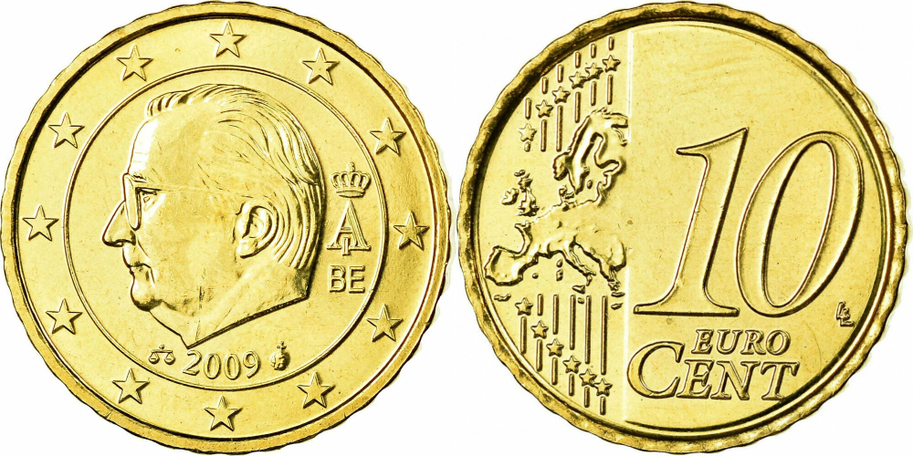 Бельгия 10 евроцентов, 2009-2013 UNC