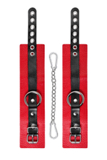 Красно-черные мягкие оковы с одним ремешком и люверсами
