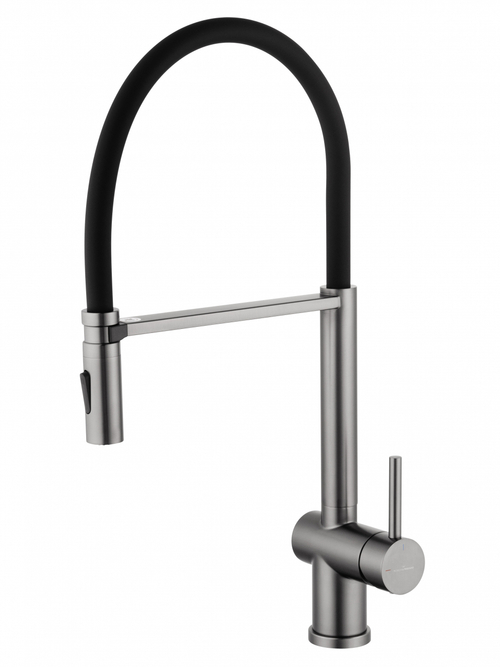 Смеситель для кухни с гибким изливом WONZON & WOGHAND, Темный графит (WW-88438003-BGM)