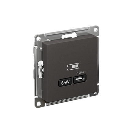 Розетка USB AtlasDesign тип C 65Вт высокоскор. ЗУ QC PD механизм базальт SE ATN001427