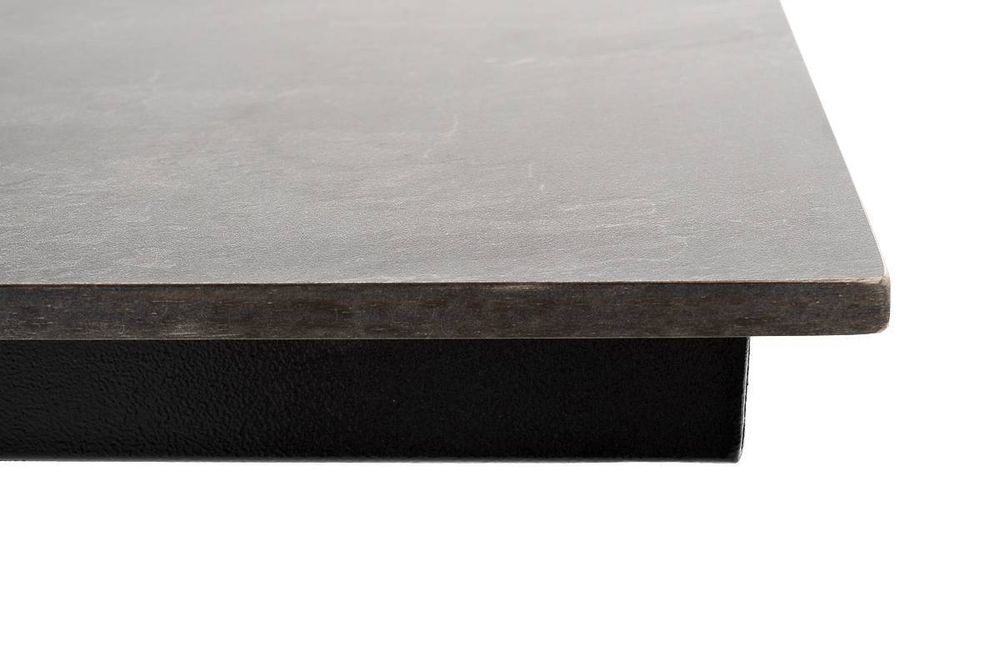 "Каффе" обеденный стол из HPL 140х70см, цвет "серый гранит", подстолье двойное черное