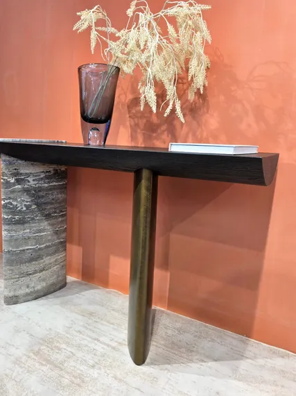 Консоль 4738, 140х80х40 см, металл, массив ясеня, мрамор