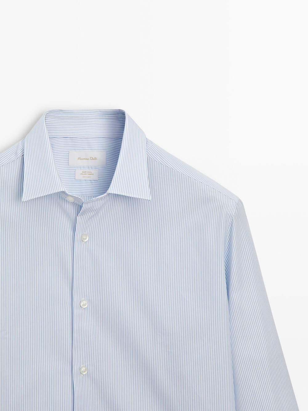 Massimo Dutti Рубашка облегающего кроя из 100% хлопка в полоску, голубой