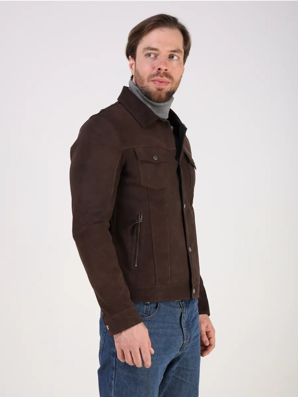 Кожаная куртка демисезонная замшевая джинсовка