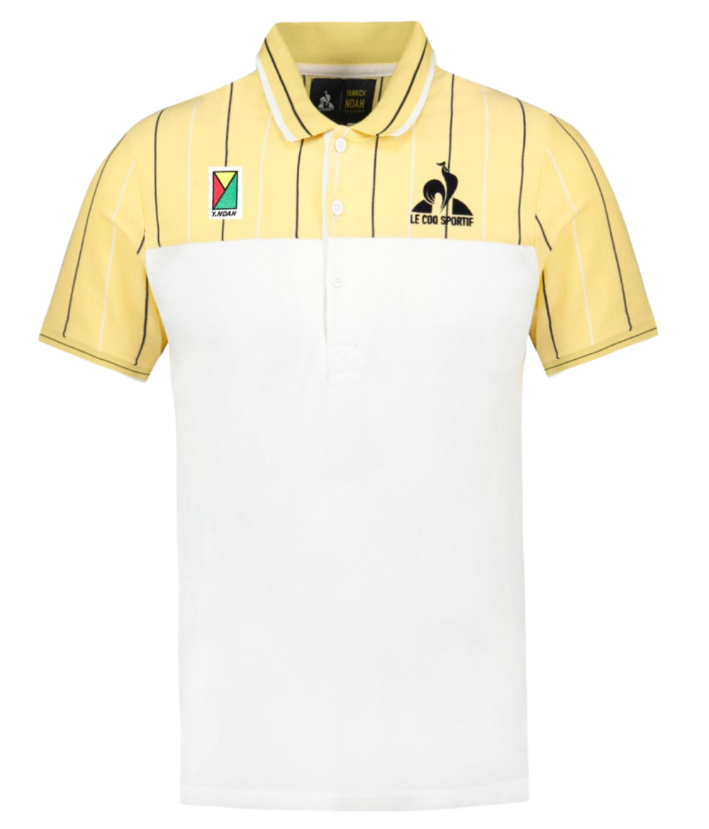 Мужское теннисное поло Le Coq Sportif Collectors Box Clay 83 - new optical white/jaune champ