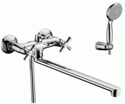 смеситель ванна LEMARK Neo плоский излив 350мм, дивертор с керам. пласт,аксессуары LM2212C