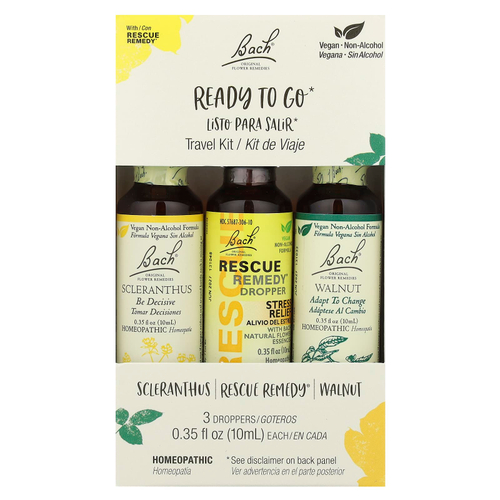 Bach, Original Flower Remedies, дорожный набор, готовый к употреблению, 3 пипетки, 10 мл (0,35 жидк. унц.)