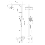 Душевая стойка Grossman Alba 500.K35.06.100/210 с верхним душем,ручной лейкой и смесителем,хром с черным,1 место