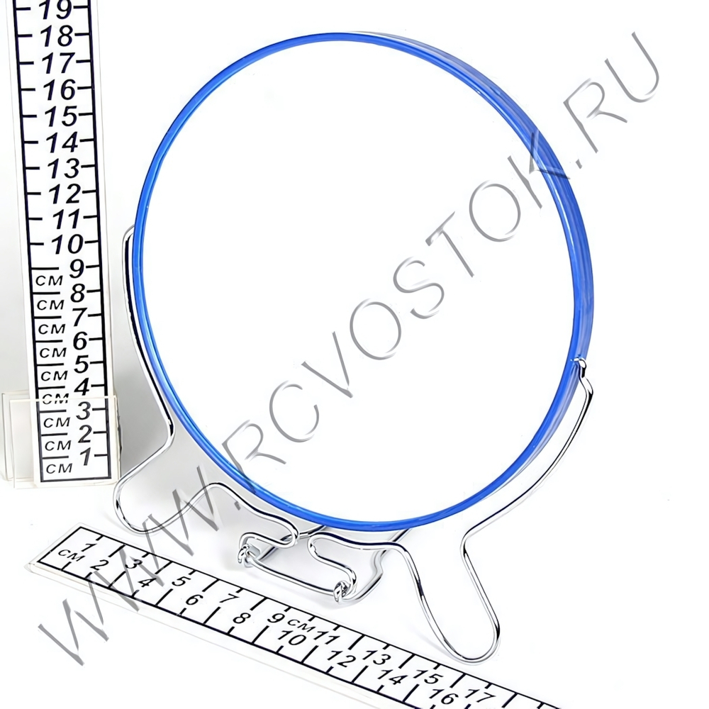 Зеркало настольное в металлической оправе «Практика» круг, подвесное, двухстороннее, с увеличением d-17см