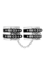 Бело-черные оковы с двумя ремешками и люверсами (Цвет: белый с черным)