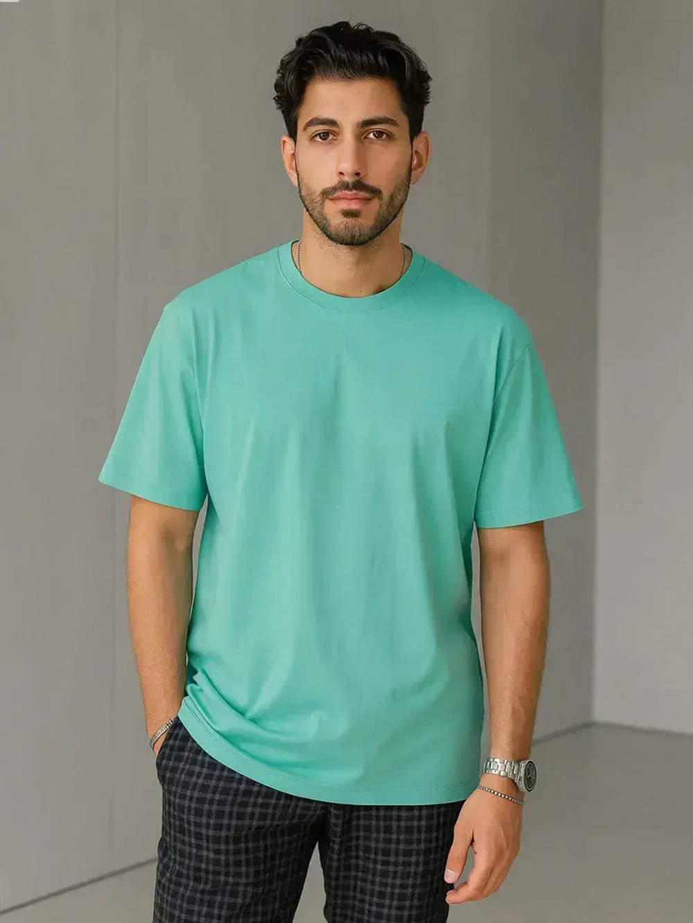 Футболка мужская летняя повседневная однотонная хлопок