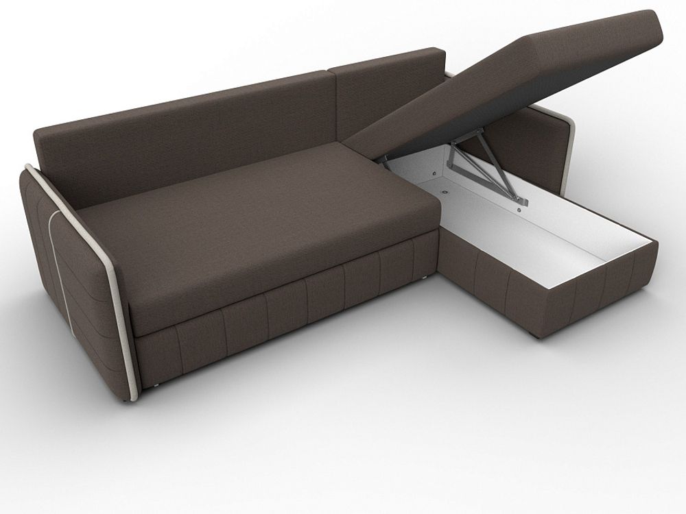 Диван угловой Лига-078 угол универсальный РОГОЖКА Амур 05 коричневый Амур 02 бежевый