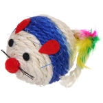 Игрушка - мышка для кошек «ЦЕПКИЕ ЛАПКИ», канатная с пёрышками, микс 4 цвета, 8*6см (пакет с хедером)