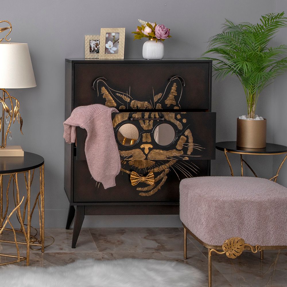 Комод Кот Саймон с 3 ящиками Каштан