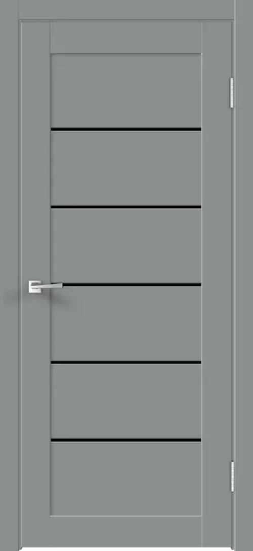 Межкомнатная дверь LINEA 1 Серый агат (Чёрное стекло)