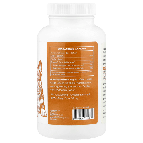 Chew + Heal, мини-капсулы омега-3 дикого улова, для собак и кошек, 180 капсул