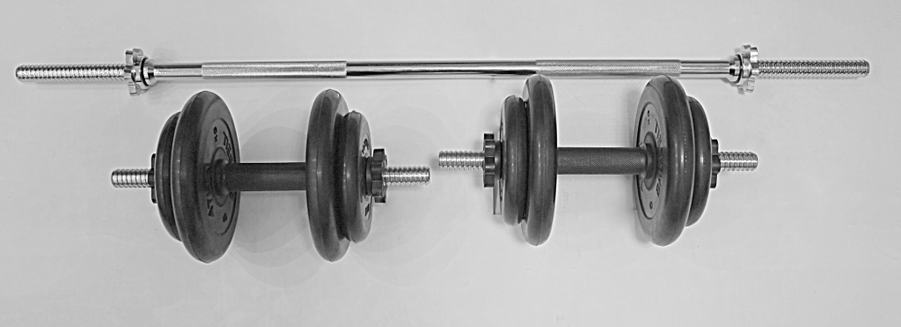 Комплект 2 гантели и гриф прямой общий вес 40 кг арт2