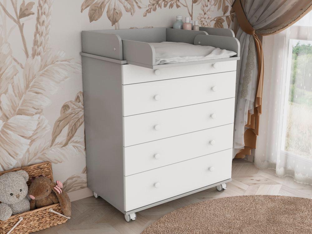 Комод Oskar серый/белый