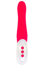 Ярко-розовый пульсирующий массажер - 26 см.