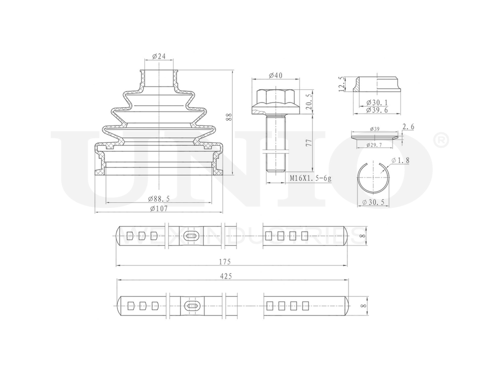 Пыльник ШРУСа (к-т) UNIO DUC-30023K