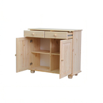 Буфет для кухни, тумба Лена двухдверная из сосны, с ящиками (нижняя часть буфета Лена), в натуральной отделке