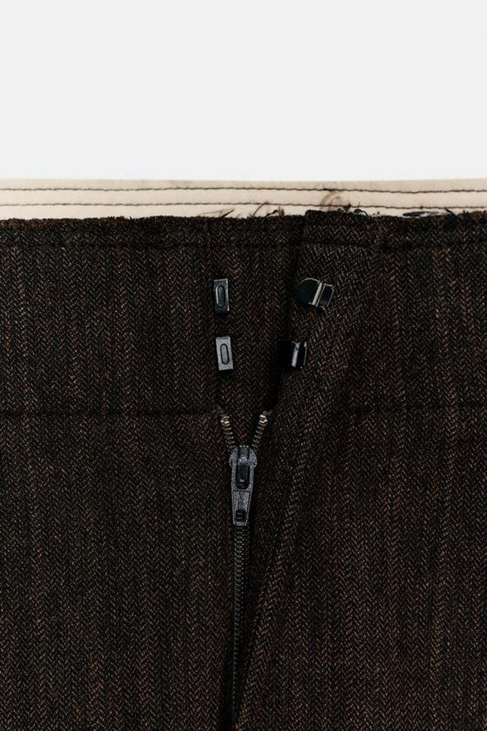 ZARA БРЮКИ В ЕЛОЧКУ С ЗАЩИПАМИ — ZW COLLECTION, КОРИЧНЕВЫЙ МЕЛАНЖ