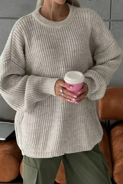 Свитер женский вязка, цвет молочный, размер 42-52