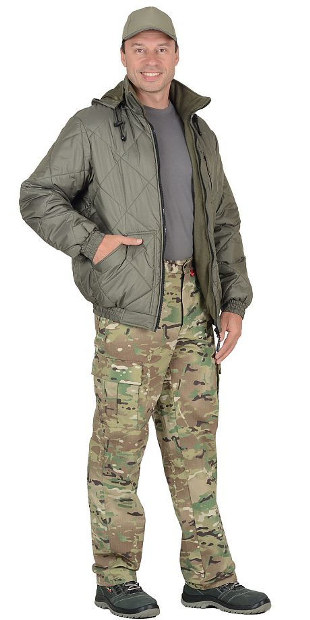 Куртка мужская с капюшоном, оливковая