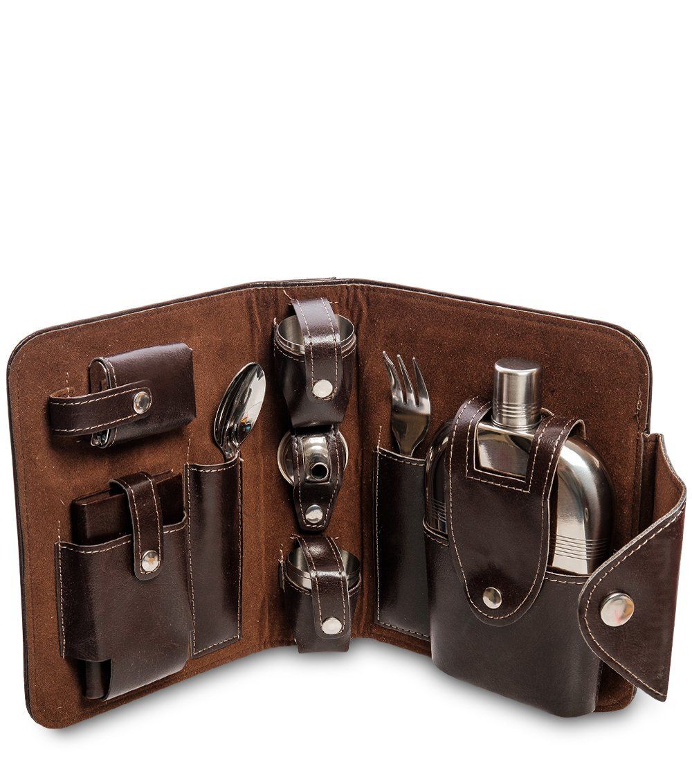 GT-49 Подарочный набор фляжка 250 мл со столовыми приборами «Россия»