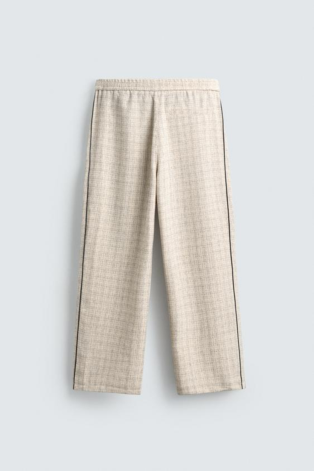 ZARA БРЮКИ-ДЖОГГЕРЫ С КОНТРАСТНЫМИ ЛАМПАСАМИ, ЭКРЮ