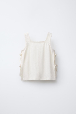 ZARA ТОП С ЗАВЯЗКАМИ, ЭКРЮ