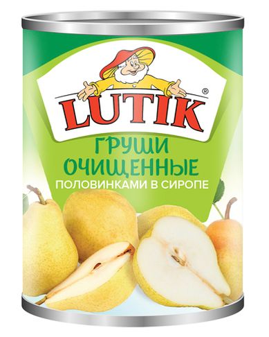 Груши Lutik очищенные в сиропе, 850 мл.