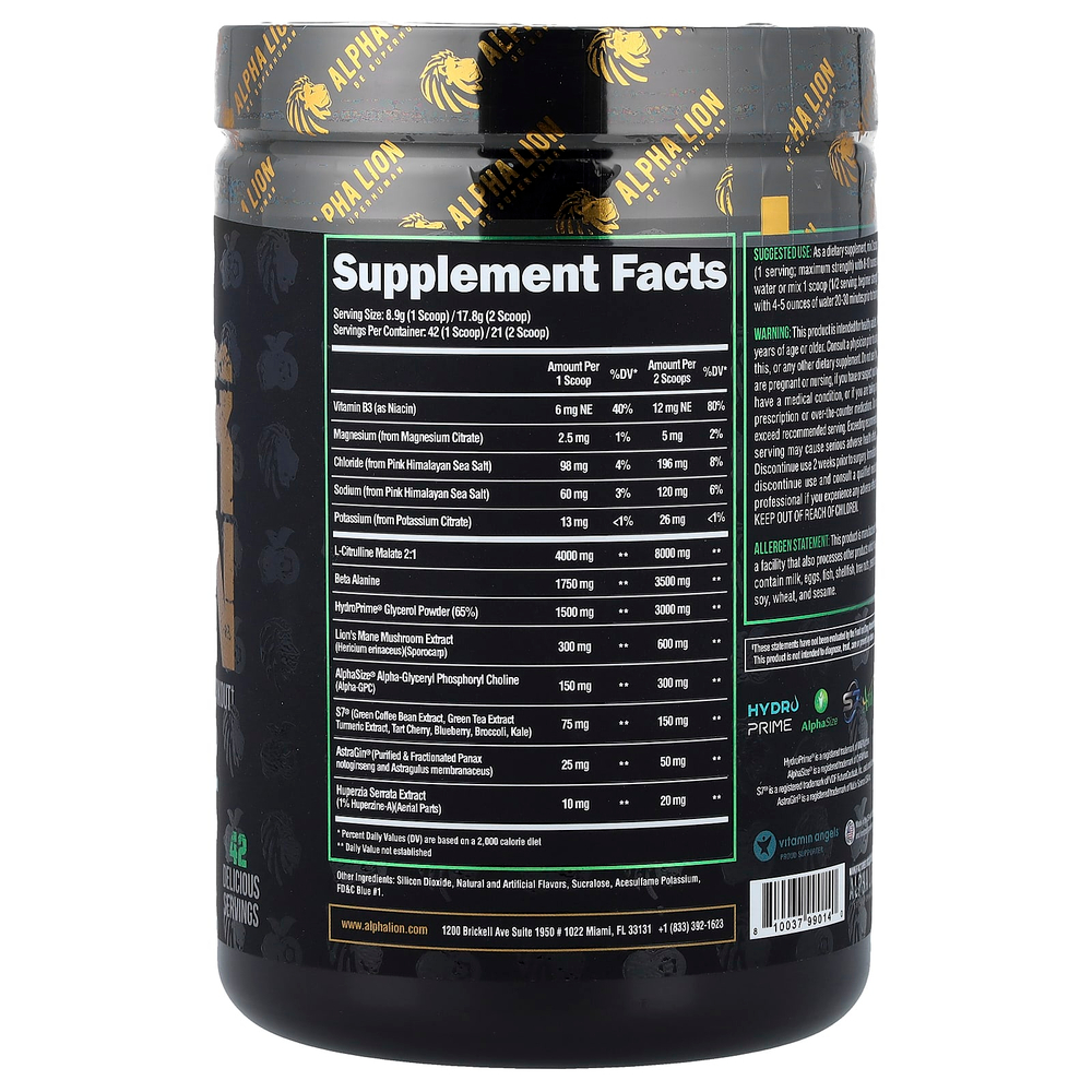 ALPHA LION, SuperHuman Pump, Blue Steel, мохито с голубикой, 373 г (13,18 унции)