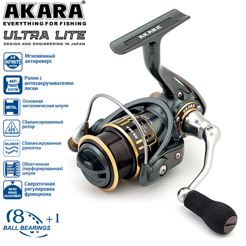 Катушка безынерционная Akara Ultra Lite 1000 8+1bb