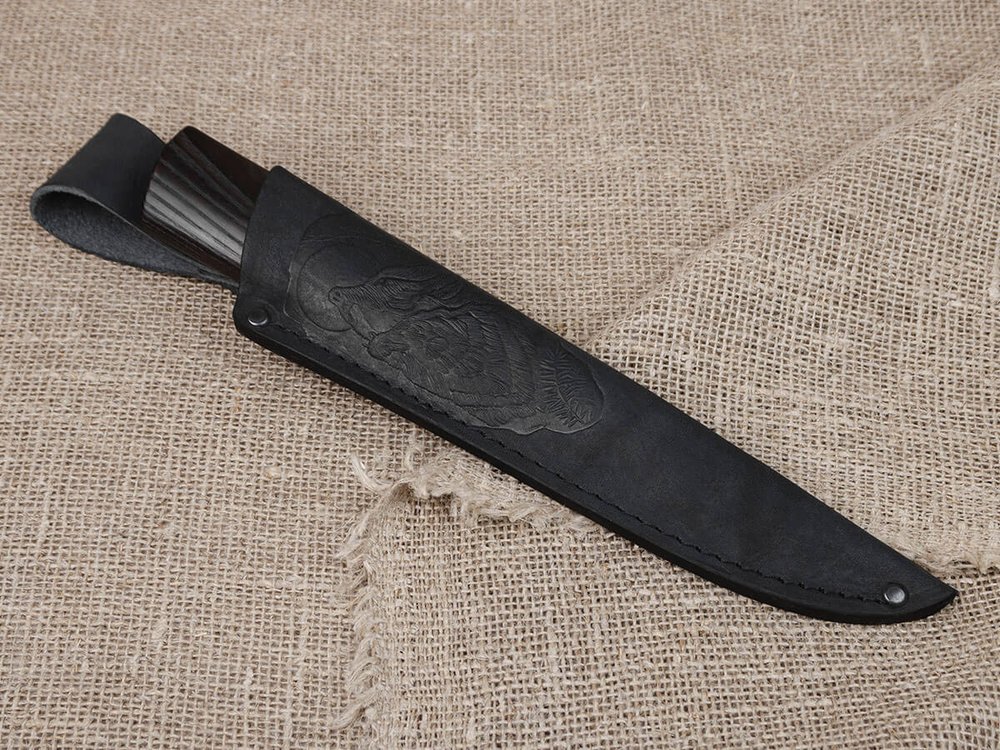 Якутский нож, сталь Х12МФ, рукоять черный мореный ясень, кованый дол