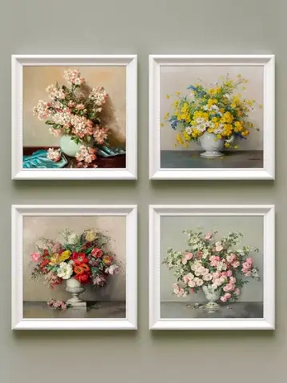 Картины на стену интерьерная на холсте 4 шт, 23*23 см