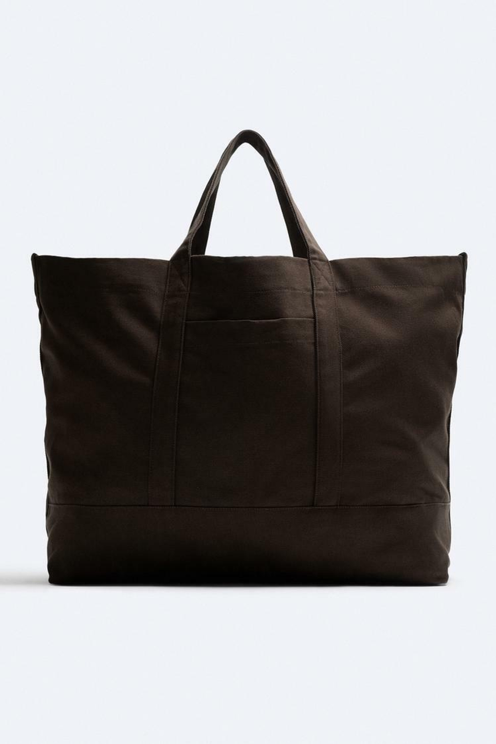 ZARA ХОЛЩОВАЯ СУМКА-ШОПЕР, КОРИЧНЕВЫЙ