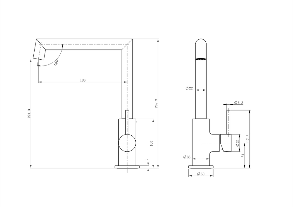 Смеситель для кухни WONZON & WOGHAND, Белый матовый (WW-L1005-MW)