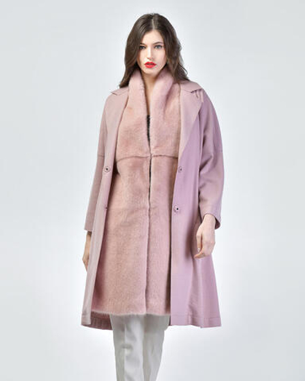 Пальто кашемировое с отделкой из меха норки