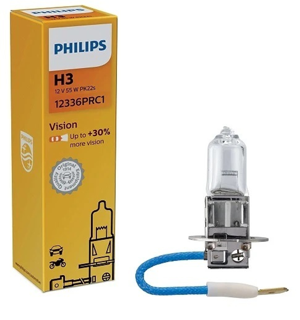 Автолампа H3 12V 55W Philips ( +30%) Vision (Premium) (PK22s) #12336PRC1 ORIGINAL