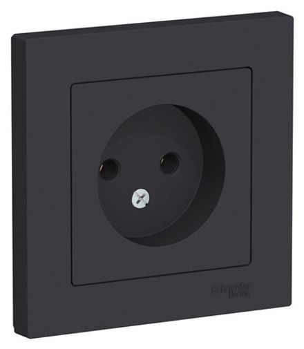 Розетка одноместная Systeme Electric AtlasDesign Карбон б/з с рамкой16А