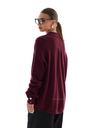 Бордовая кашемировая рубашка с контрастным карманом