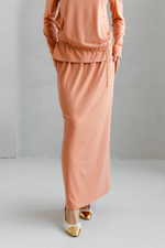 Юбка из трикотажа на резинке коралловая