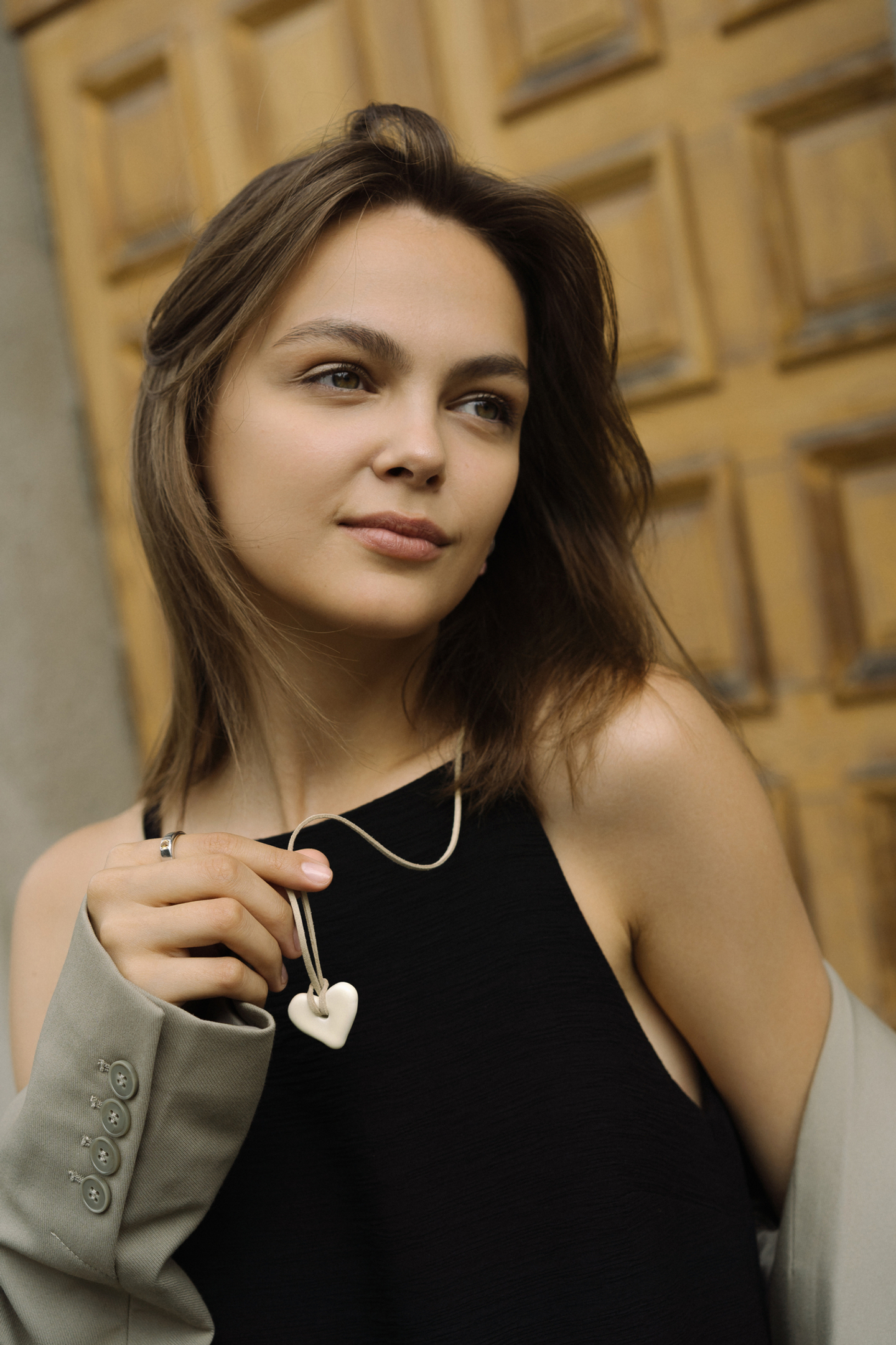 Подвес Сердце maxi на шнурке, белый, керамика