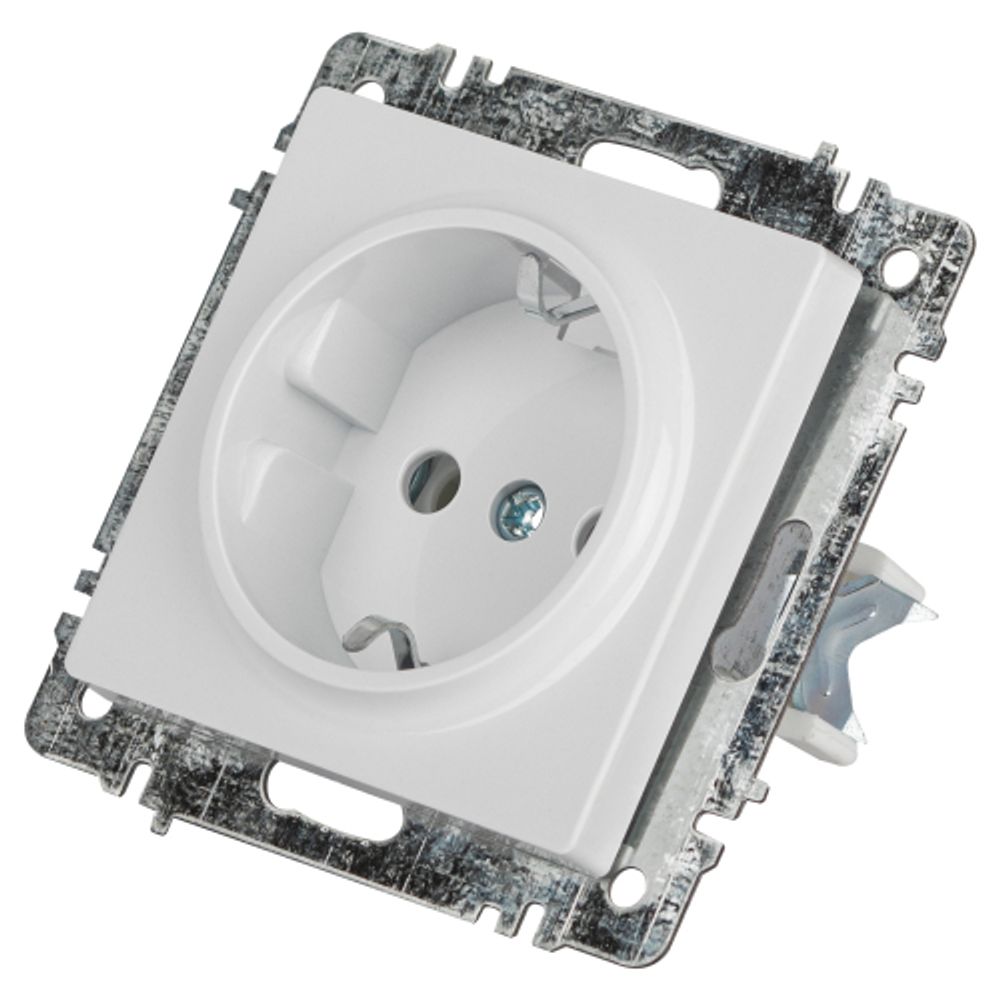 Розетка Intro Accent 6-202-01 с заземлением 2P+E Schuko 16А-250В IP20 СУ AL/CU белый