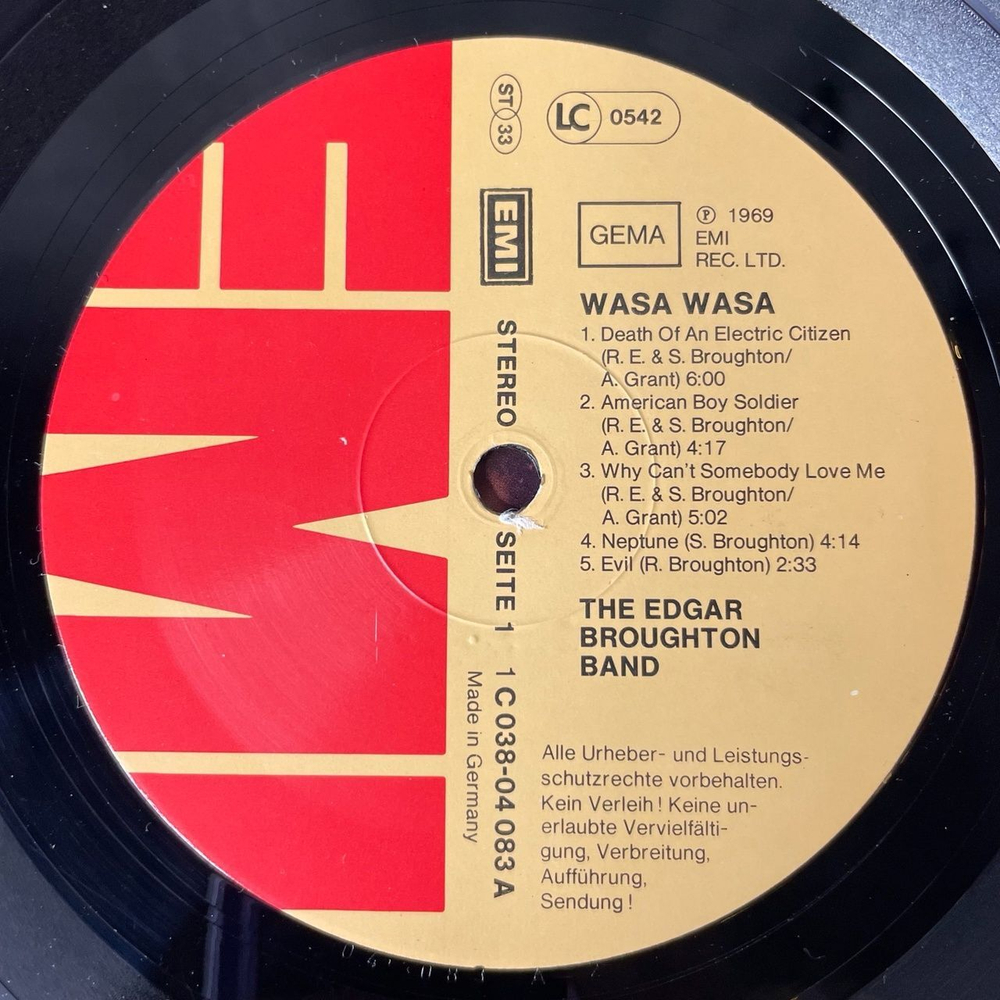 Винтажная виниловая пластинка LP Edgar Broughton Band Wasa Wasa (Germany 1980)