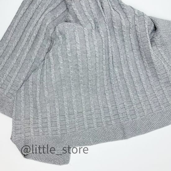 Плед вязаный С косами, Серый