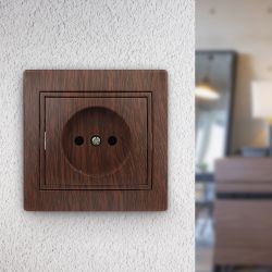 1-201-10 Intro Розетка 2P, 16А-250В, IP20, СУ, Plano, венге